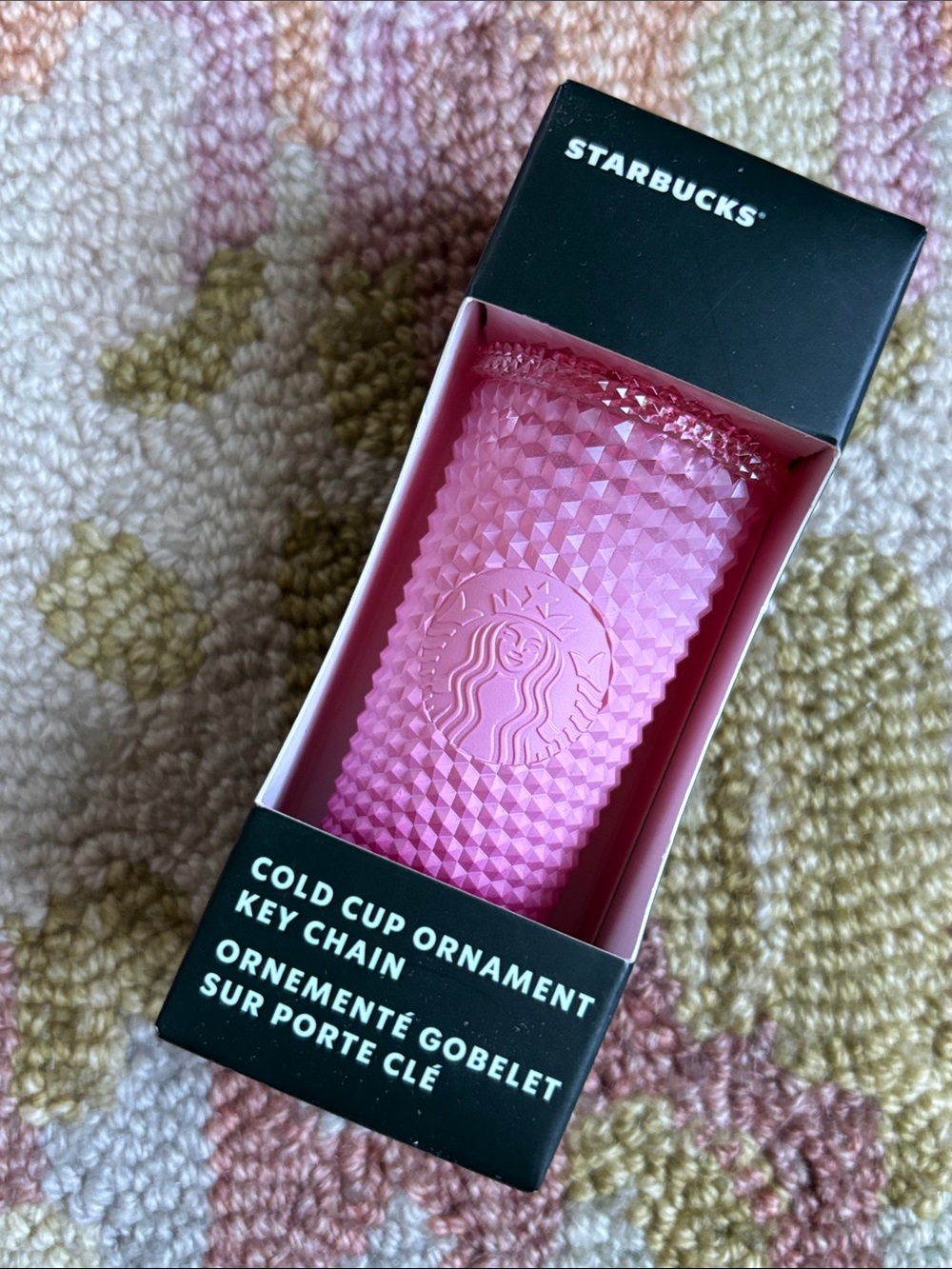 Starbucks Ombré Pink Hues Gemstone Cold Cup Ornament Key Chain NWT sparkle matte